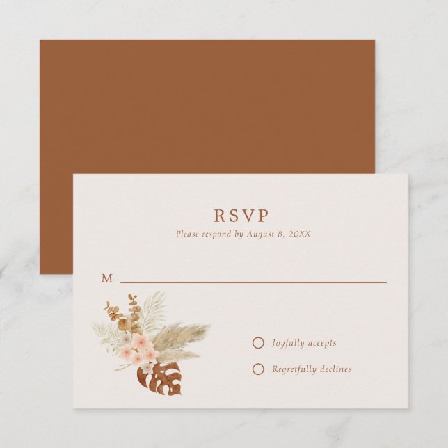 Boho Fall Flowers Rustic Outdoor Bröllop OSA Kort (Fram/baksida)