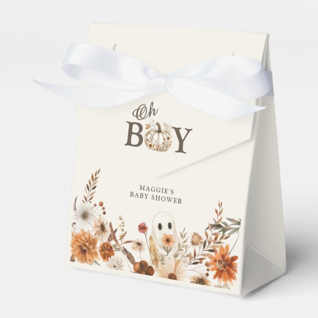 Boho Fall Ghost Floral Oh Boy Baby Shower  Presentaskar (Framsidan Sidan)