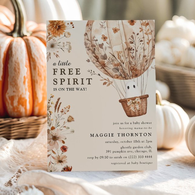 Boho Fall Ghost WildblomHalloween Baby Shower Inbjudningar (Skapare uppladdad)