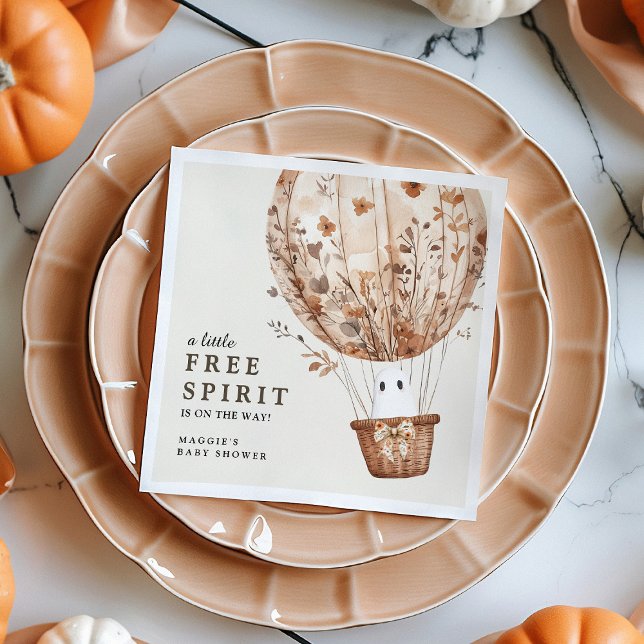 Boho Fall Ghost Wildflower Halloween Baby Shower Pappersservett (Skapare uppladdad)