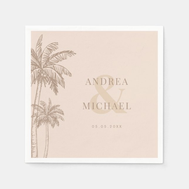 Boho Fall Handflatan Träd & Ampersand Beach Weddin Pappersservett (Framsidan)