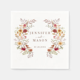 Boho Fall Hösttorkade blommor Utandning Bröllop Pappersservett