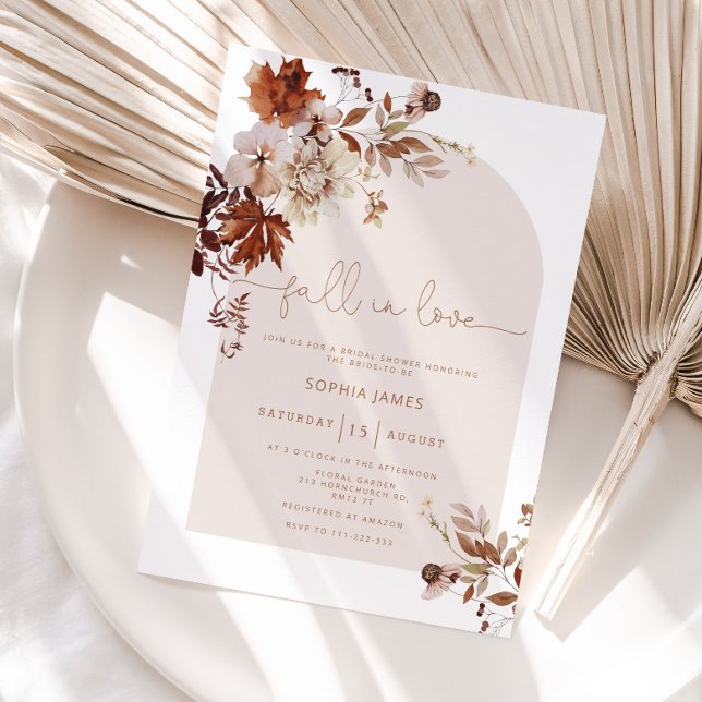 Boho Fall i kärlek inbjudningskort för möhippan (Bridal shower Invitation)