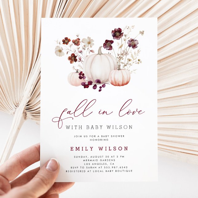 Boho Fall i Kärlek Wildblomspumpkin Baby Shower Inbjudningar (Skapare uppladdad)