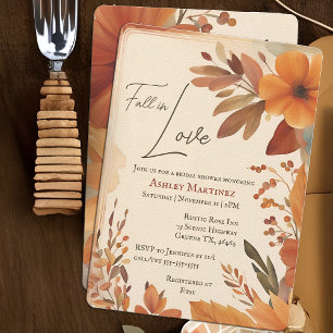 Boho Fall in Kärlek Autumn Orange Möhippa Inbjudningar