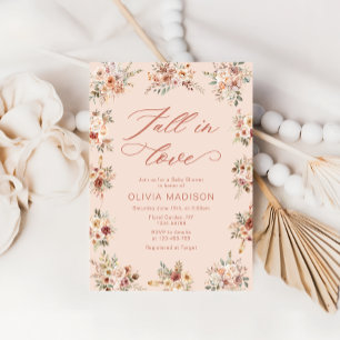 Boho Fall in Kärlek Blommigt Baby Shower Inbjudningar
