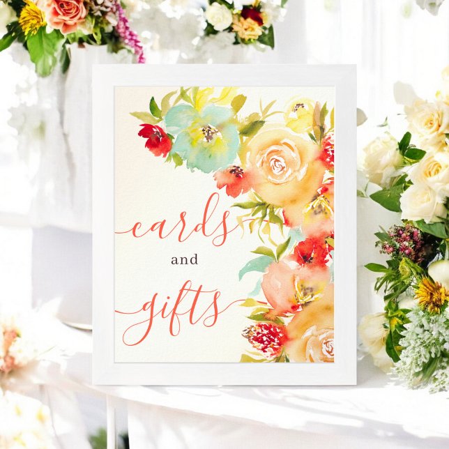 Boho Fall in kärlek blommigt-kort ger möhippa Poster (Boho Fall in love floral cards gifts bridal shower Poster)