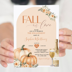 Boho Fall in Kärlek Blommigt Pumpkin Förlovningsfe Inbjudningar