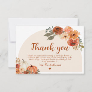 Boho Fall Little Pumpkin Autumn Blommigt Baby Show Tack Kort