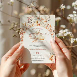 Boho Fall Little Pumpkin Baby Shower Arch Inbjudningar