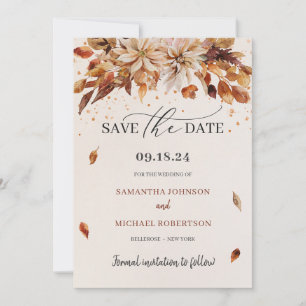 Boho Fall och Autumn Flowers Cooper Färg Spara Datumet