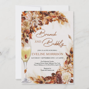 Boho fall och höst löv brunch och bubbla inbjudningar