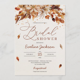 Boho fall och säsong blommigt höstlöv inbjudningar