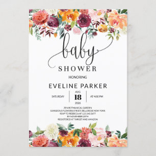 Boho Fall orange marigold babyduschinbjudan Inbjudningar