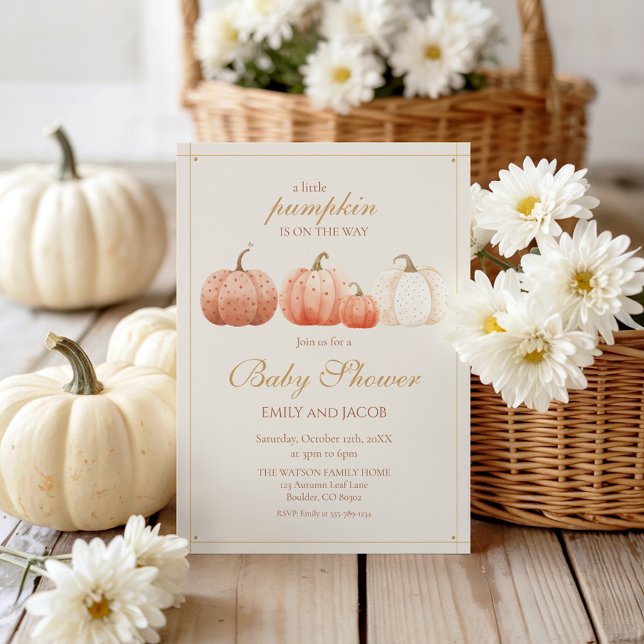 Boho Fall Polka Dot Pumpkins Baby Shower Inbjudningar (Skapare uppladdad)