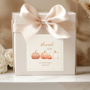 Boho Fall Polka Dot Pumpkins Baby Shower Tack Fyrkantigt Klistermärke