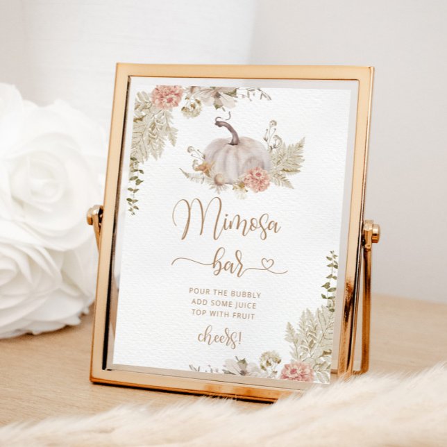 Boho fall pumkin mimosa pub tecken poster (Skapare uppladdad)