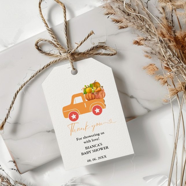 Boho Fall-pumpbilen tack för duschen Presentetikett (Skapare uppladdad)