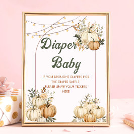 Boho Fall Pumpkin Baby Shower Diaper Raffle Poster