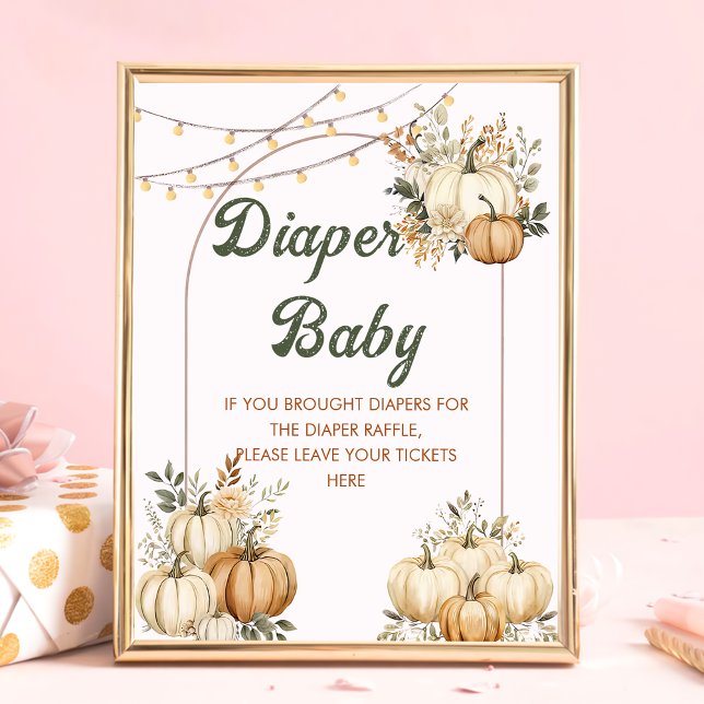 Boho Fall Pumpkin Baby Shower Diaper Raffle Poster (Skapare uppladdad)