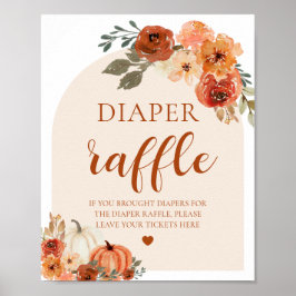 Boho Fall Pumpkin Baby Shower Diaper Raffle Sign Poster
