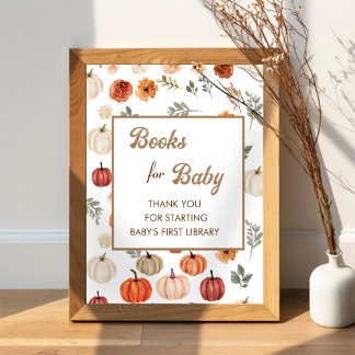 Boho fall Pumpkin Bokar för Baby Poster