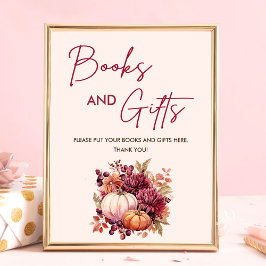 Boho Fall Pumpkin Bokar och Gifts Baby Shower Poster