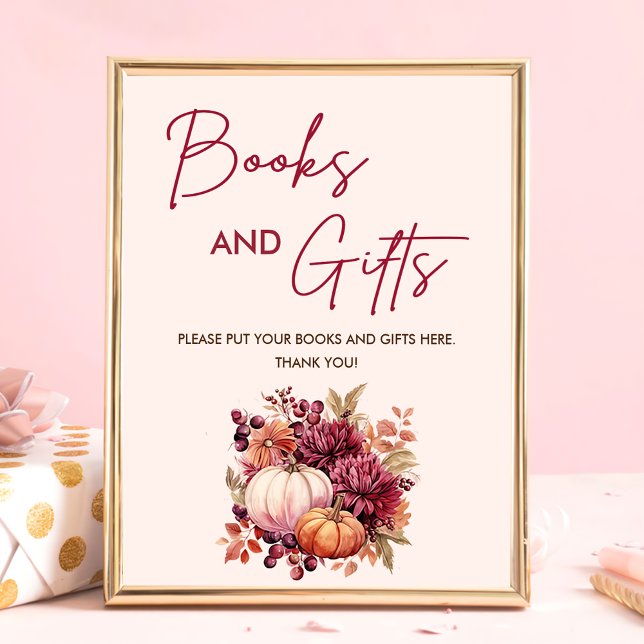 Boho Fall Pumpkin Bokar och Gifts Baby Shower Poster (Skapare uppladdad)