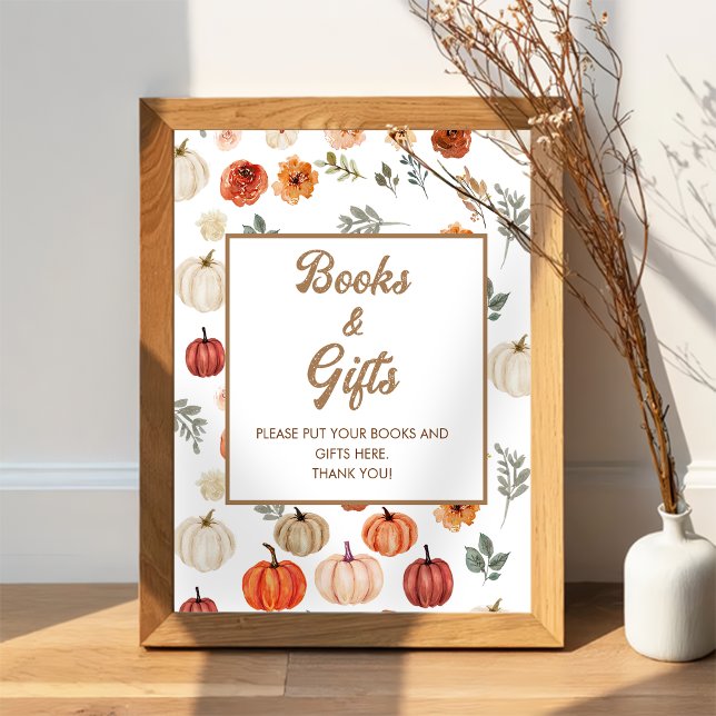 Boho Fall Pumpkin Bokar och Gifts Baby Shower Poster (Skapare uppladdad)