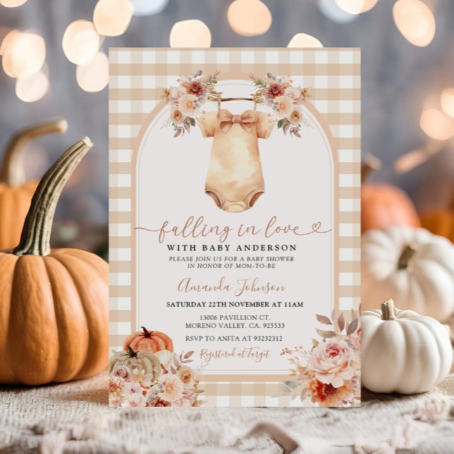Boho Fall Pumpkin Clothes Baby Shower-inbjudan Inbjudningar (Skapare uppladdad)