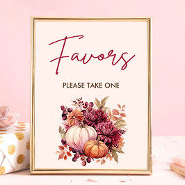 Boho Fall Pumpkin Favors Baby Shower Poster
