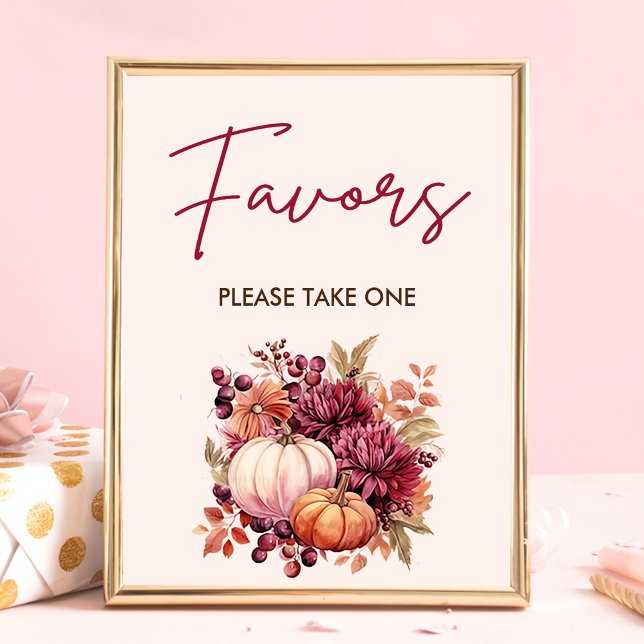 Boho Fall Pumpkin Favors Baby Shower Poster (Skapare uppladdad)