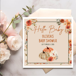 Boho Fall Pumpkin Gender Neutral Baby Shower Pappersservett