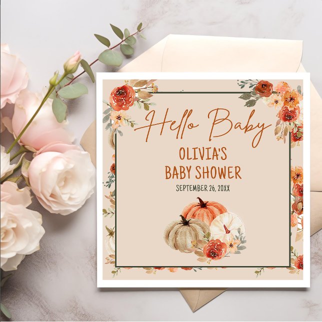Boho Fall Pumpkin Gender Neutral Baby Shower Pappersservett (Skapare uppladdad)