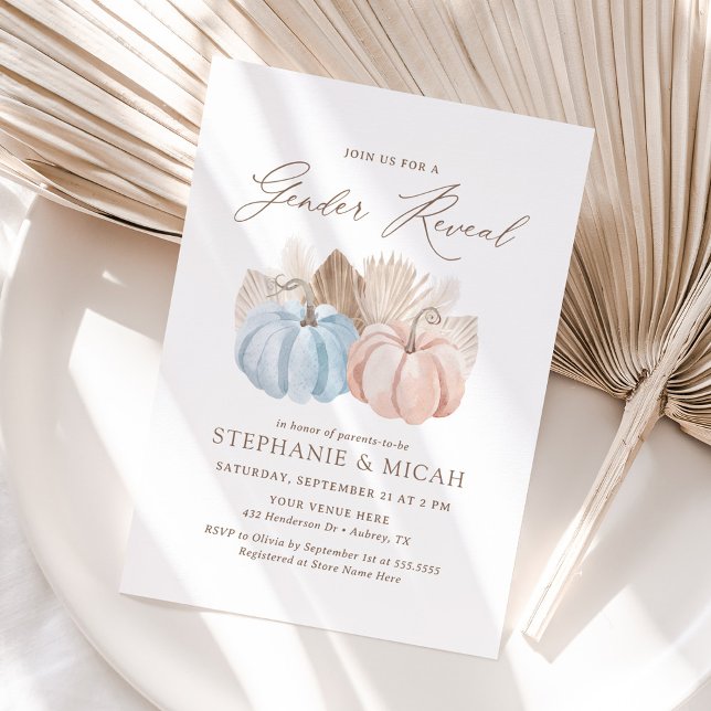 Boho Fall Pumpkin Gender Reveal Inbjudningar (Skapare uppladdad)