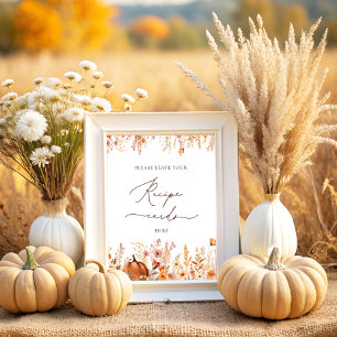 Boho Fall Pumpkin Lämnar receptkortet här Poster