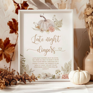 Boho fall pumpkin Late night Diaper match Poster