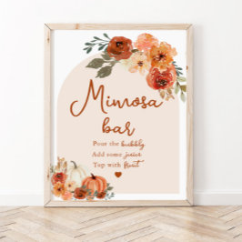 Boho Fall Pumpkin Möhippa Mimosa Pub Sign Poster