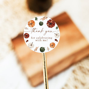 Boho Fall Pumpkin Tack Favor Sticker Runt Klistermärke
