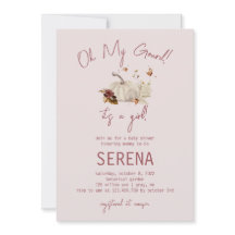 Boho Fall Pumpkin Watercolor Girl Baby-inbjudan