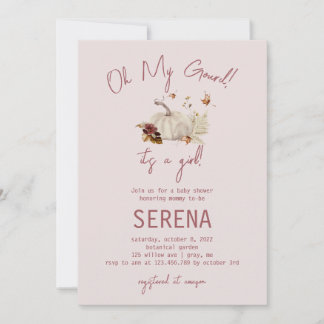 Boho Fall Pumpkin Watercolor Girl Baby-inbjudan Inbjudningar