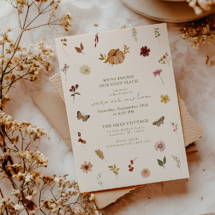 Boho Fall Pumpkin WildblomHouseuppvärmning Inbjuda Julkort