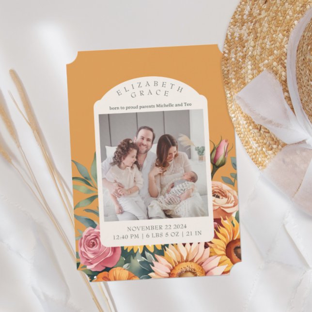 Boho Fall Solrosblommans fotoutställning Inbjudningar (Skapare uppladdad)