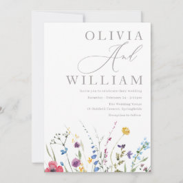 Boho Fall Summer Wildblomma Bröllop Inbjudningar