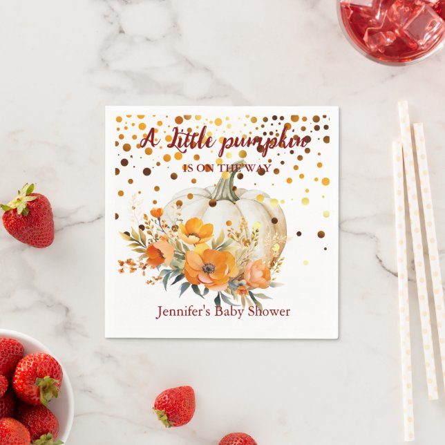 Boho Fall Sweet Little Pumpkin Baby Shower Pappersservett (Insitu)