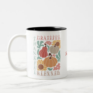 Boho Fall tacksam tacksam, välsignad Thanksgiving Två-Tonad Mugg