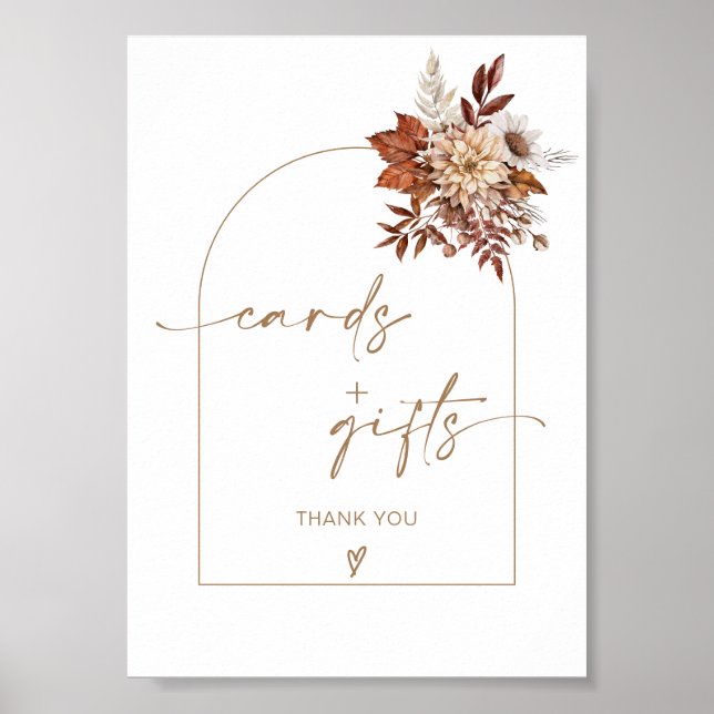 Boho Fall Terracotta Arch Cards & Gifts Sign Poster (Framsidan)