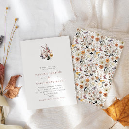 Boho Fall Vild Flowers Bröllop Inbjudningar