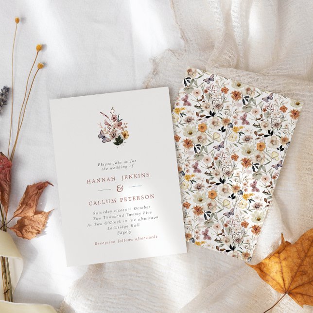 Boho Fall Vild Flowers Bröllop Inbjudningar (Skapare uppladdad)
