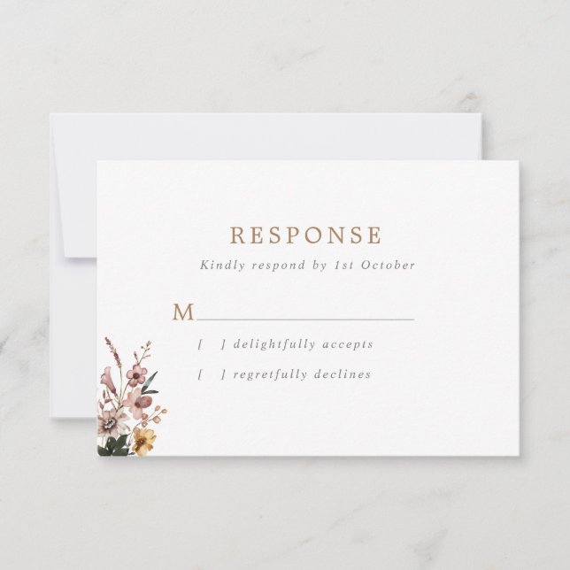 Boho Fall Vild Flowers Bröllop OSA Kort (Framsida)